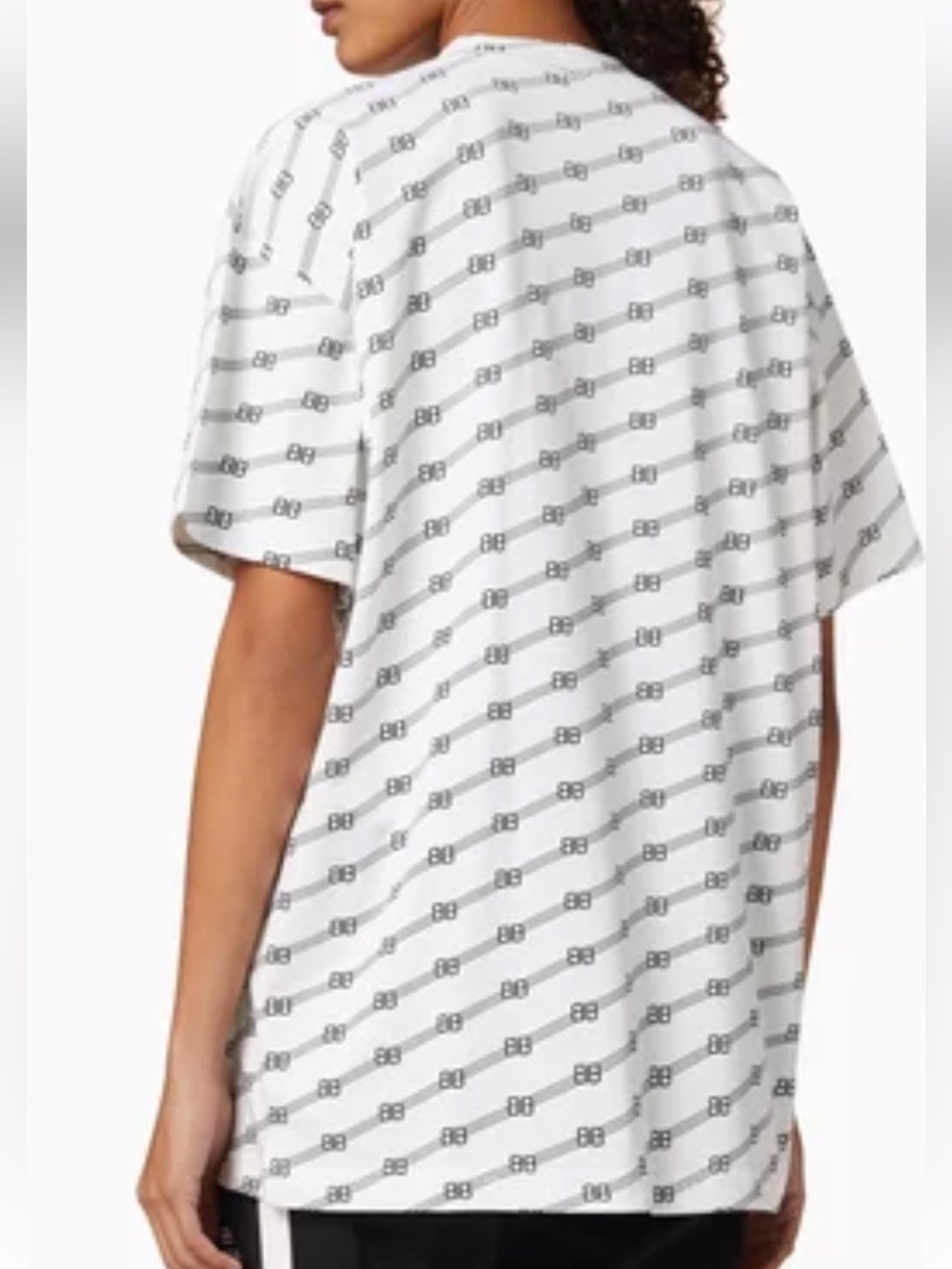 Balenciaga White Tee with Black Interlocking BB Pattern - Picture 3 of 12